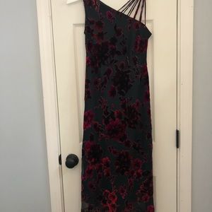 Midi Dress with Velvet Floral Details